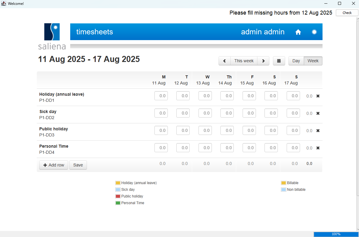PC application timetable