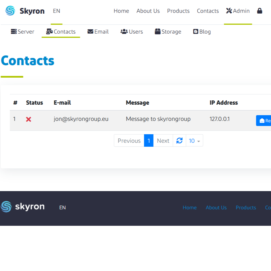 Admin contact messages