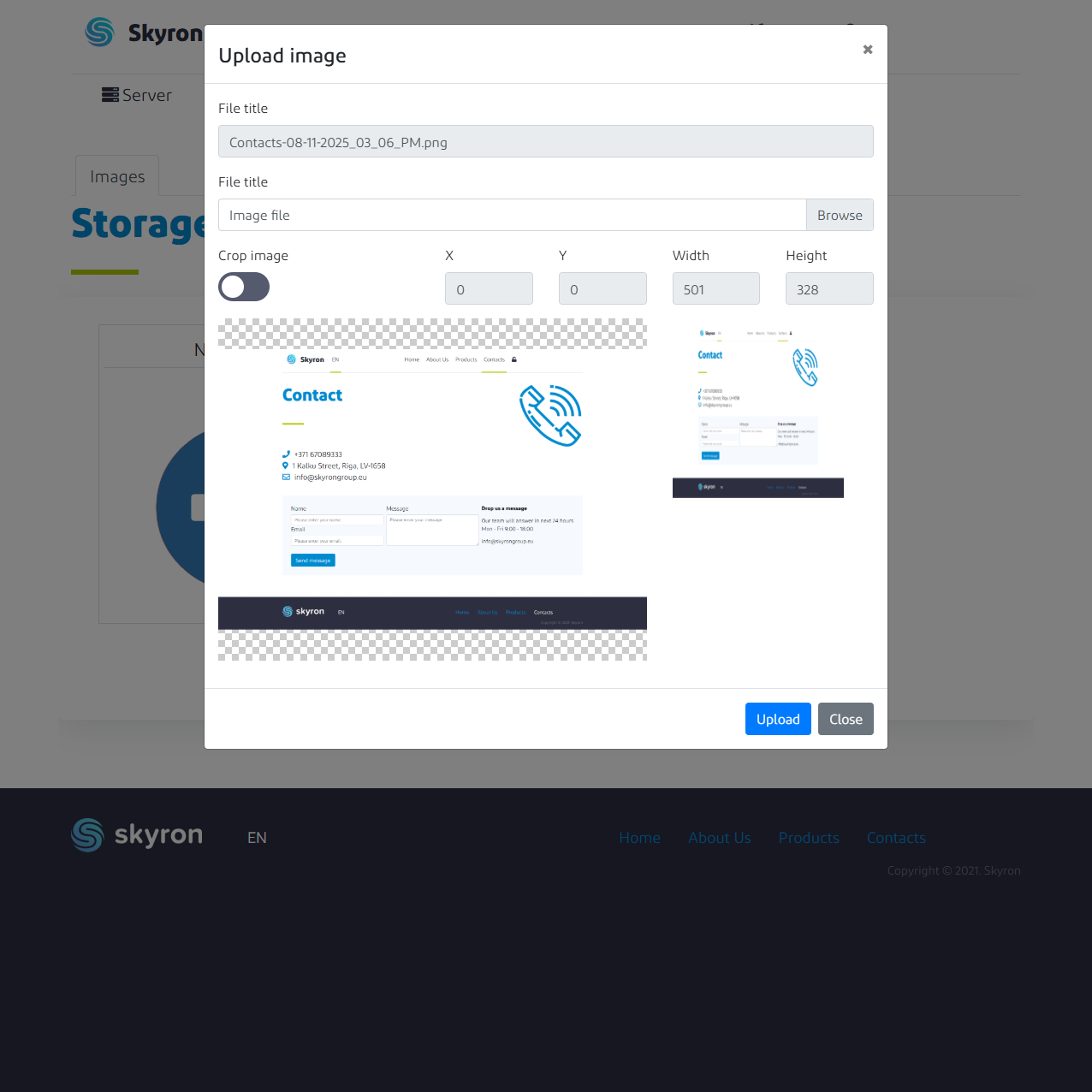Admin upload image in to the storage